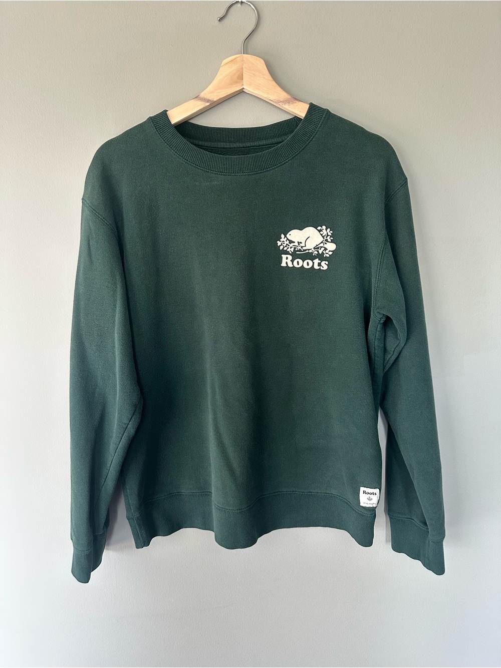 Roots Dark Green Crewneck Sweatshirt with White Logo